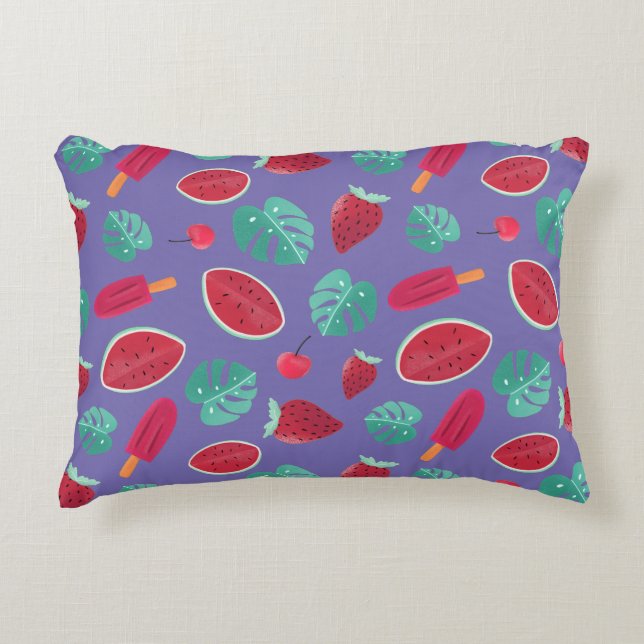 Coussins Décoratifs Popsicle, cerise, fraise et pastèque (Devant)