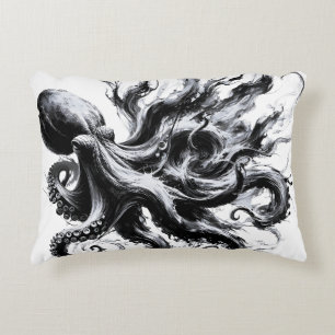 Coussins Décoratifs Poulpe Kraken Fluide Encre Abstraite