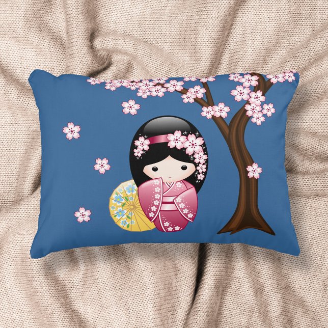 Coussins Décoratifs Poupée Kokeshi Printemps - Cute Japonaise Geisha G (Créateur téléchargé)