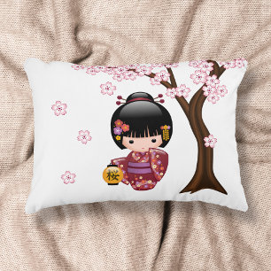 Coussins Décoratifs Poupée Kokeshi Sakura - Jolie Fille Geisha Japonai