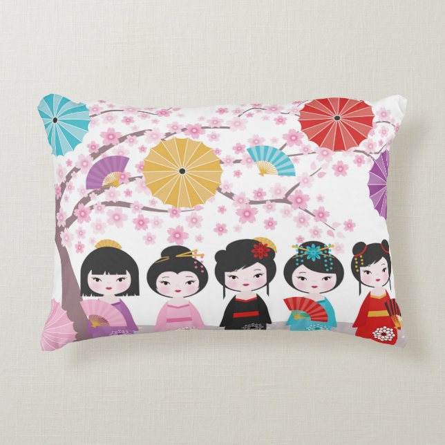 Coussins Décoratifs Poupées japonaises Kokeshi (Devant)