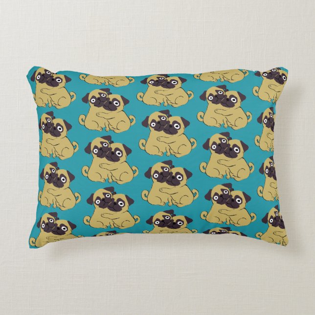 Coussins Décoratifs Pug hug Blue, (Devant)