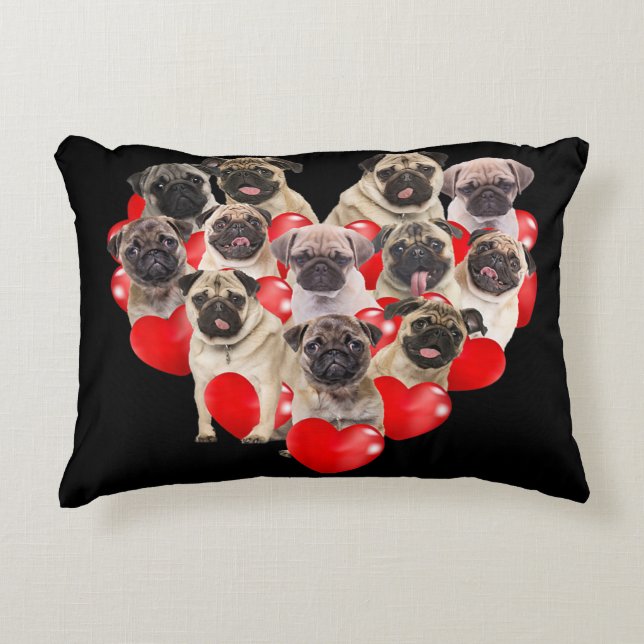 Coussins Décoratifs Puppy Pugs Venin de Valentine (Devant)
