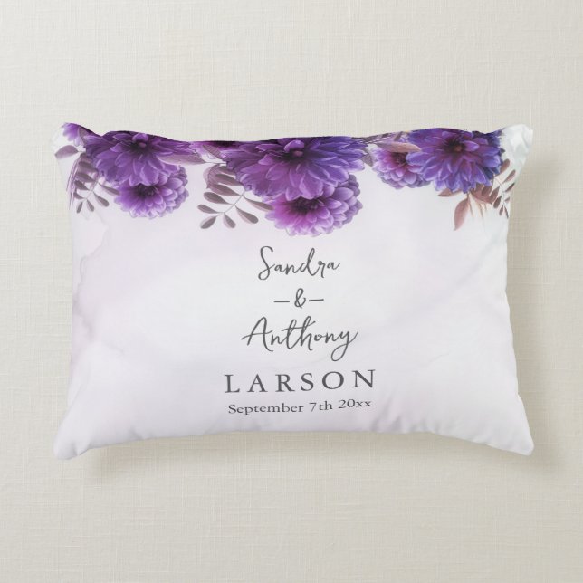Coussins Décoratifs Purple Watercolor Chrysanthemum Wedding (Devant)