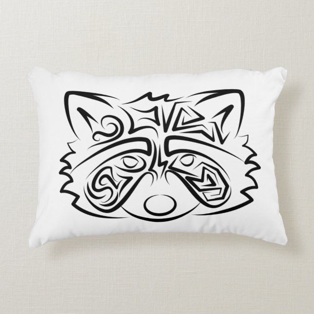 Coussins Décoratifs Raccoon tribal noir et blanc (Devant)