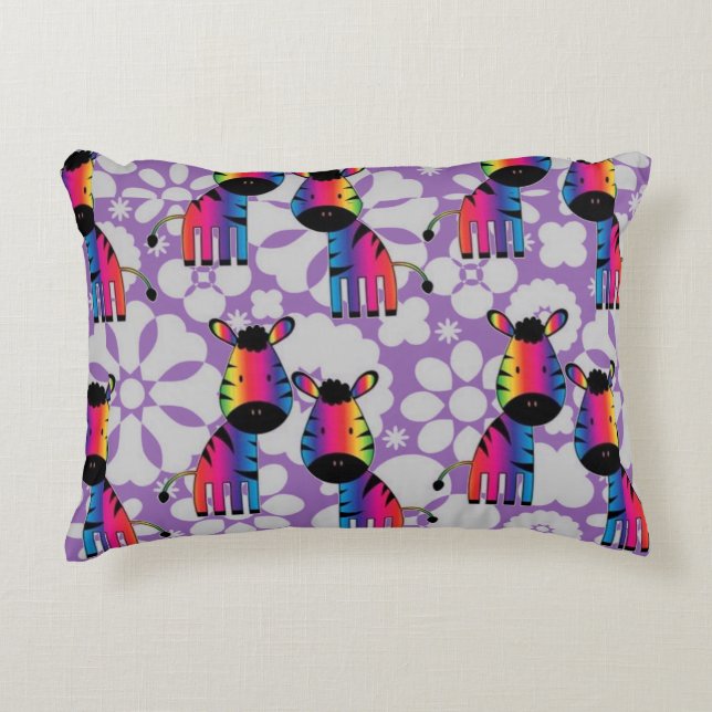 Coussins Décoratifs Rainbow Zebra (Devant)