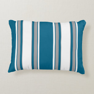 Coussins Décoratifs Rayures Bleu-vert, sarcelle, gris, blanc