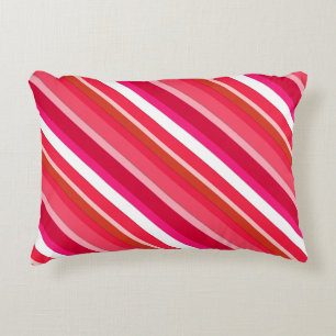 Coussins Décoratifs Rayures de bonbons en couches - rouge, rose et bla