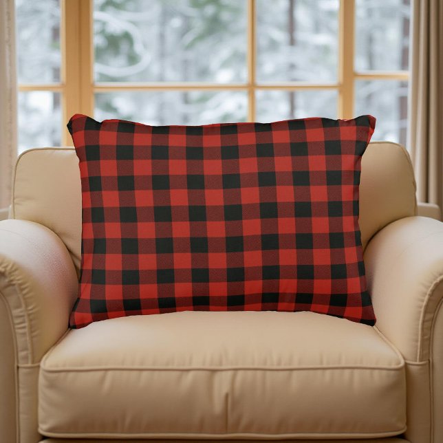 Coussins Décoratifs Red Buffalo Plaid Rustique Motif pour masculine (Créateur téléchargé)