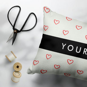 Coussins Décoratifs Red Hearts Motif, Amour, Votre Nom, Personnaliser