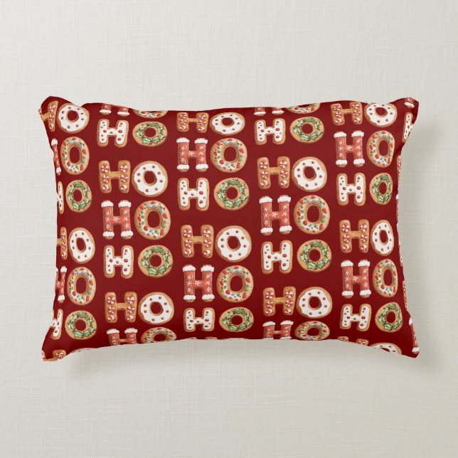 Coussins Décoratifs Red Ho Ho Ho Gingerbread Cookie Christmas (Devant)