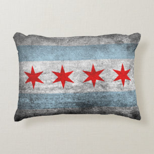 Coussins Décoratifs Rétro drapeau affligé de Chicago
