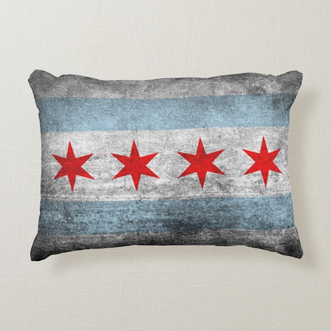 Coussins Décoratifs Rétro drapeau affligé de Chicago (Devant)