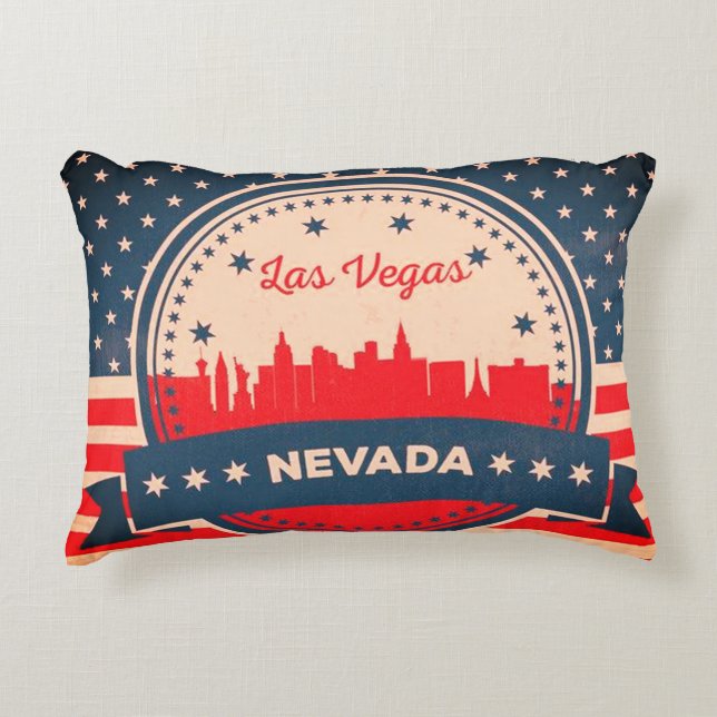 Coussins Décoratifs Rétro Las Vegas Nevada Skyline (Devant)
