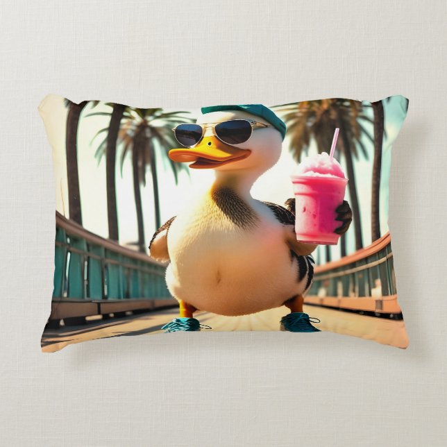 Coussins Décoratifs Retro Summer Funny Roller Duck (Devant)