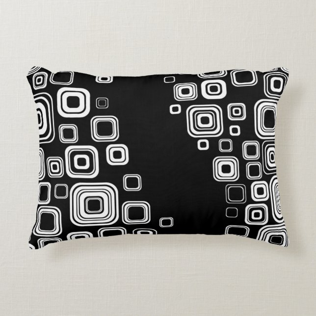 Coussins Décoratifs Rétros carrés noirs et blancs (Devant)