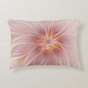 Coussins Décoratifs Rêve floral rose doux Fleur d'art fractal Abstrait