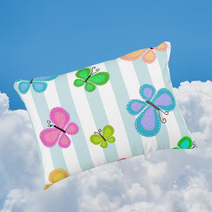 Coussins Décoratifs Rêves de papillon rayure bleue