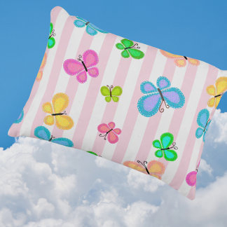 Coussins Décoratifs Rêves de papillon rayure rose