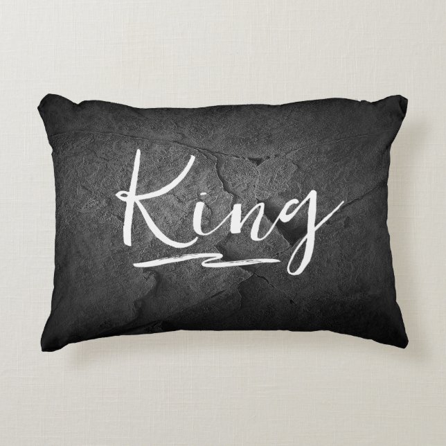 Coussins Décoratifs Roche d'ardoise noire avec texte King (Devant)