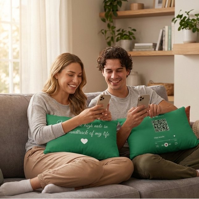 Coussins Décoratifs Romantic Music QR Code Throw Accent Pillow (Créateur téléchargé)