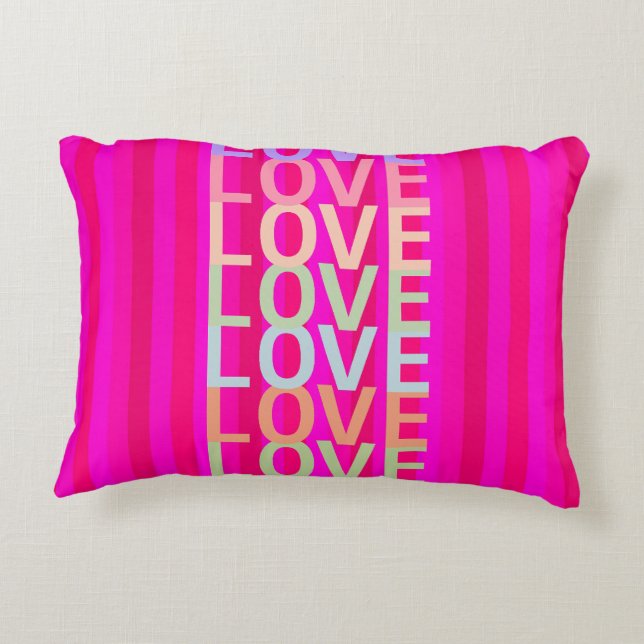 Coussins Décoratifs Rose chaud et rouge "AMOUR" (Dos)
