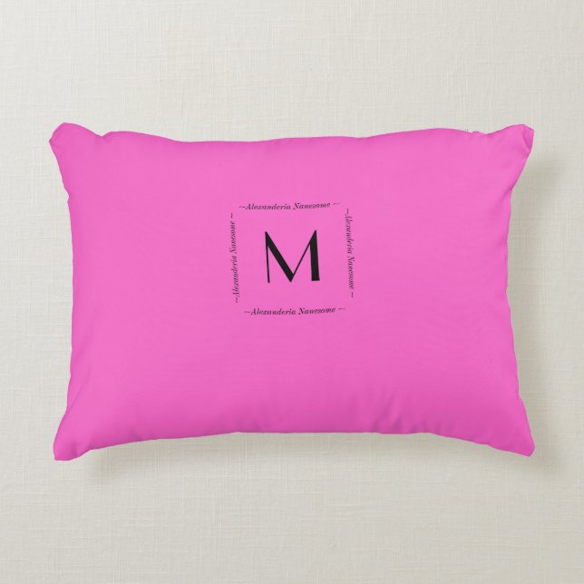 Coussins Décoratifs Rose Clair Couleur Uni Monogramme Nom (Devant)