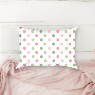 Coussins Décoratifs Rose et Vert Sauge Pastel à Points