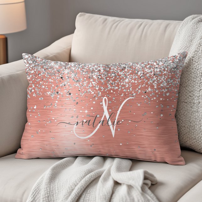 Coussins Décoratifs Rose Gold Jolie fille Parties scintillant argent b (Créateur téléchargé)