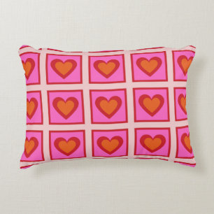 Coussins Décoratifs Rose Retro Vintage À damiers Coeur Motif Y2K