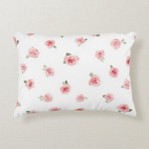 Coussins Décoratifs Rosebud rose eau-forte florale vintage rose blanch