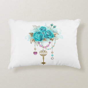 Coussins Décoratifs Roses turquoise avec touches