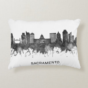 Coussins Décoratifs Sacramento California Skyline BW