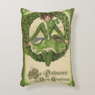 Coussins Décoratifs Saint-Patrick vintage, Couronne avec jeune Irlanda