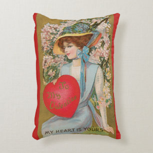 Coussins Décoratifs Saint-Valentin vintage, Dame victorienne avec cœur