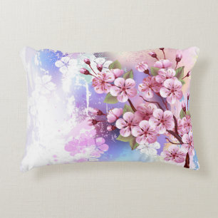 Coussins Décoratifs Sakura rose sur la peinture Arrière - plan