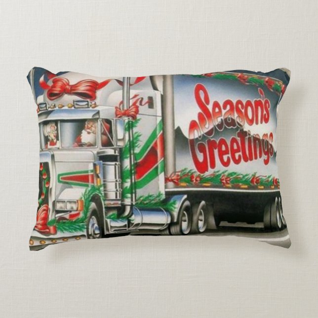 Coussins Décoratifs Salutations de saison Trucking Père Noël (Devant)
