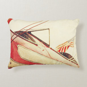Coussins Décoratifs "Salute" Antique Biplane Rouge