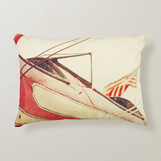 Coussins Décoratifs "Salute" Antique Biplane Rouge (Devant)