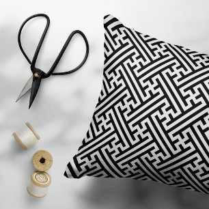 Coussins Décoratifs Sayagata motif, japonais, noir et blanc