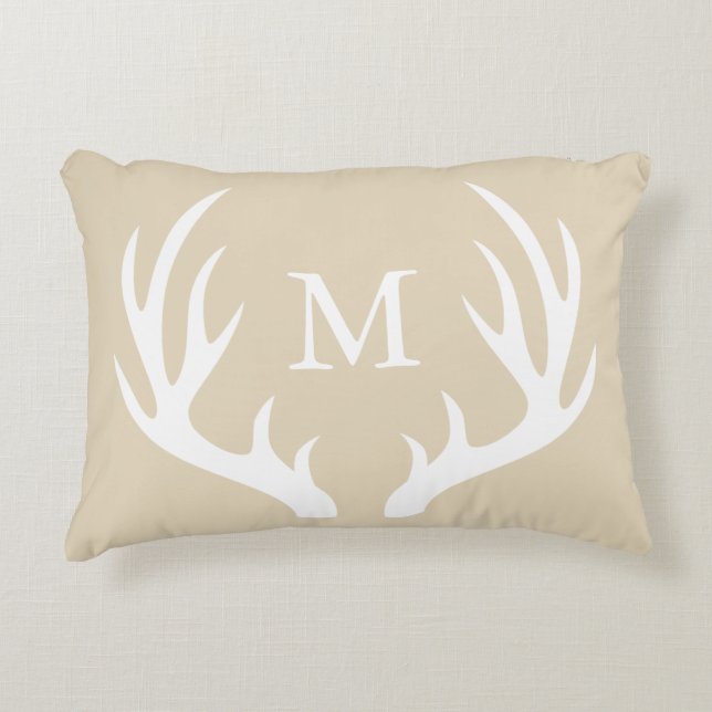 Coussins Décoratifs Silhouette blanc rustique Antlers & Taupe (Devant)