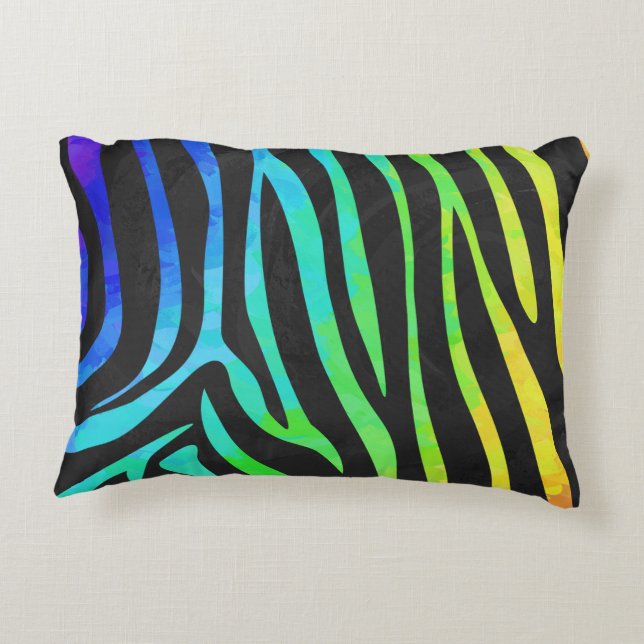 Coussins Décoratifs Silhouette Zebra noir et arc-en-ciel (Dos)