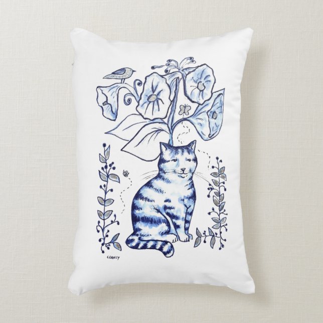 Coussins Décoratifs Sitting Blue Cat (Devant(Vertical))