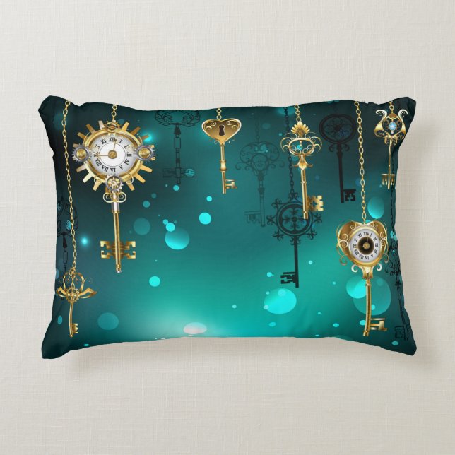 Coussins Décoratifs Skeleton Keys on Green Background (Devant)