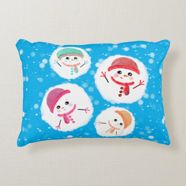 Coussins Décoratifs Snowball et Snowman Blue (Devant)