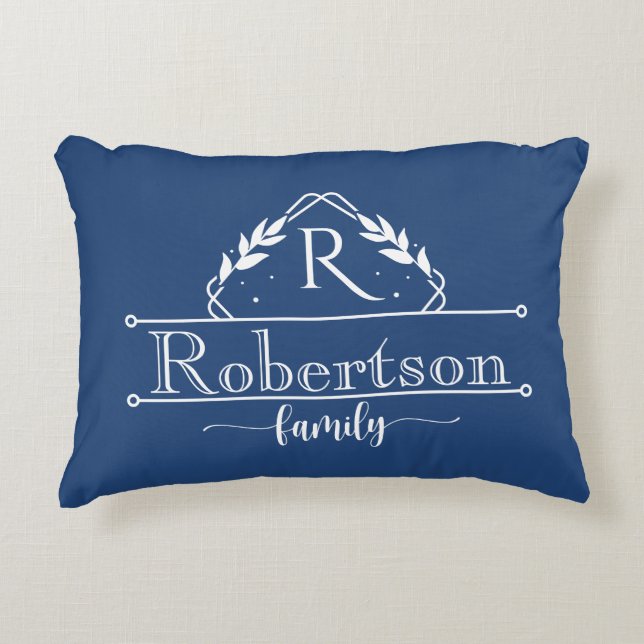 Coussins Décoratifs Split Monogram Family Name Midnight Blue Frame (Devant)