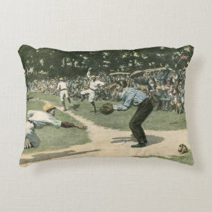 Coussins Décoratifs Sports Anciens, Joueur de Baseball Glissant dans l