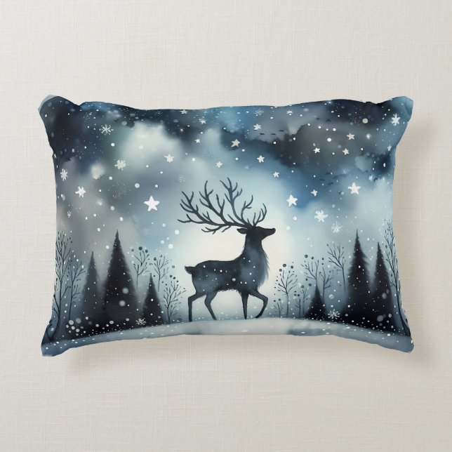 Coussins Décoratifs Starry Winter Night Deer (Devant)