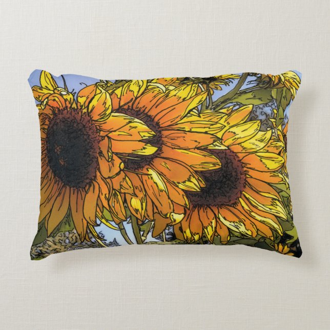 Coussins Décoratifs Sunny Sunflower Pillade extérieure (Devant)