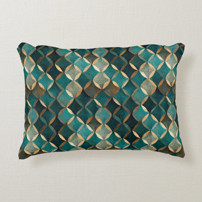 Coussins Décoratifs Super Luxe Turquoise & Or (Devant)